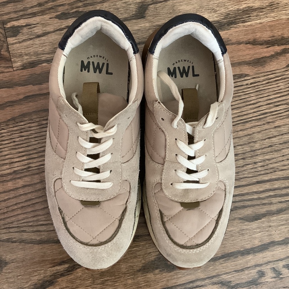 Madewell Cream and White Quilted Sneakers - Picture 7 of 10